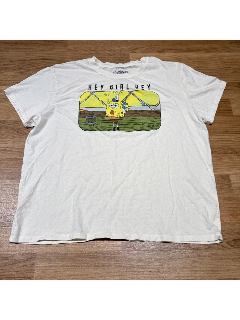 WOMENS SPONGEBOB SQUAREPANTS T-SHIRT GRAPHIC TEE OFFICIALLY LICENSED HEY GIRL